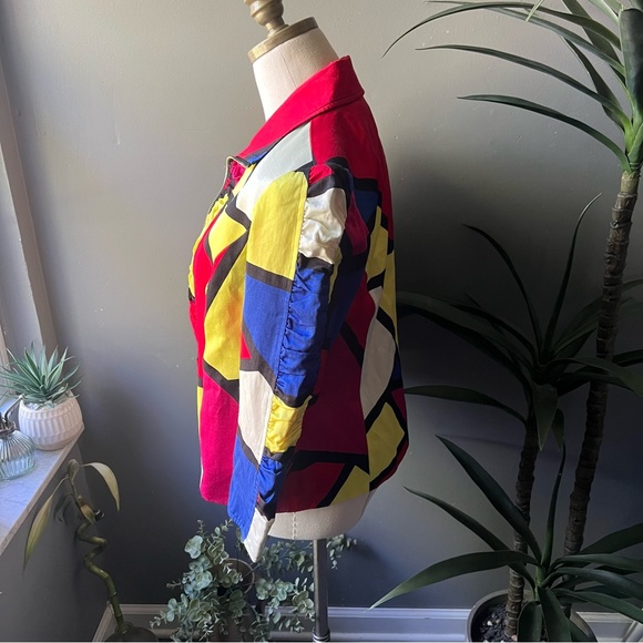 Mishca Vintage 80s Geometric Print Jacket Size Small - Picture 7 of 11